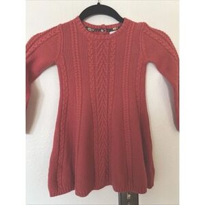 Tommy Bahama Girls Size 5T  Cable Knit Sweater Dress Salmon Color